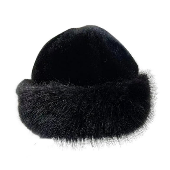 ievspot Women Winter Hat Thick Plush Faux Fur Heat Retention Windproof Mongolia Style Bucket Hat Outdoor Cycling Skiing Panama Cap