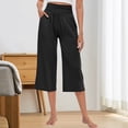 thumbnail image 2 of ZICTH Wide Legs Pants Women Clearance Stretch Knit Elastic Waist Slant Pocket Loose Running Yoga Casual Capri Pants Sweatpants Women, 2 of 6