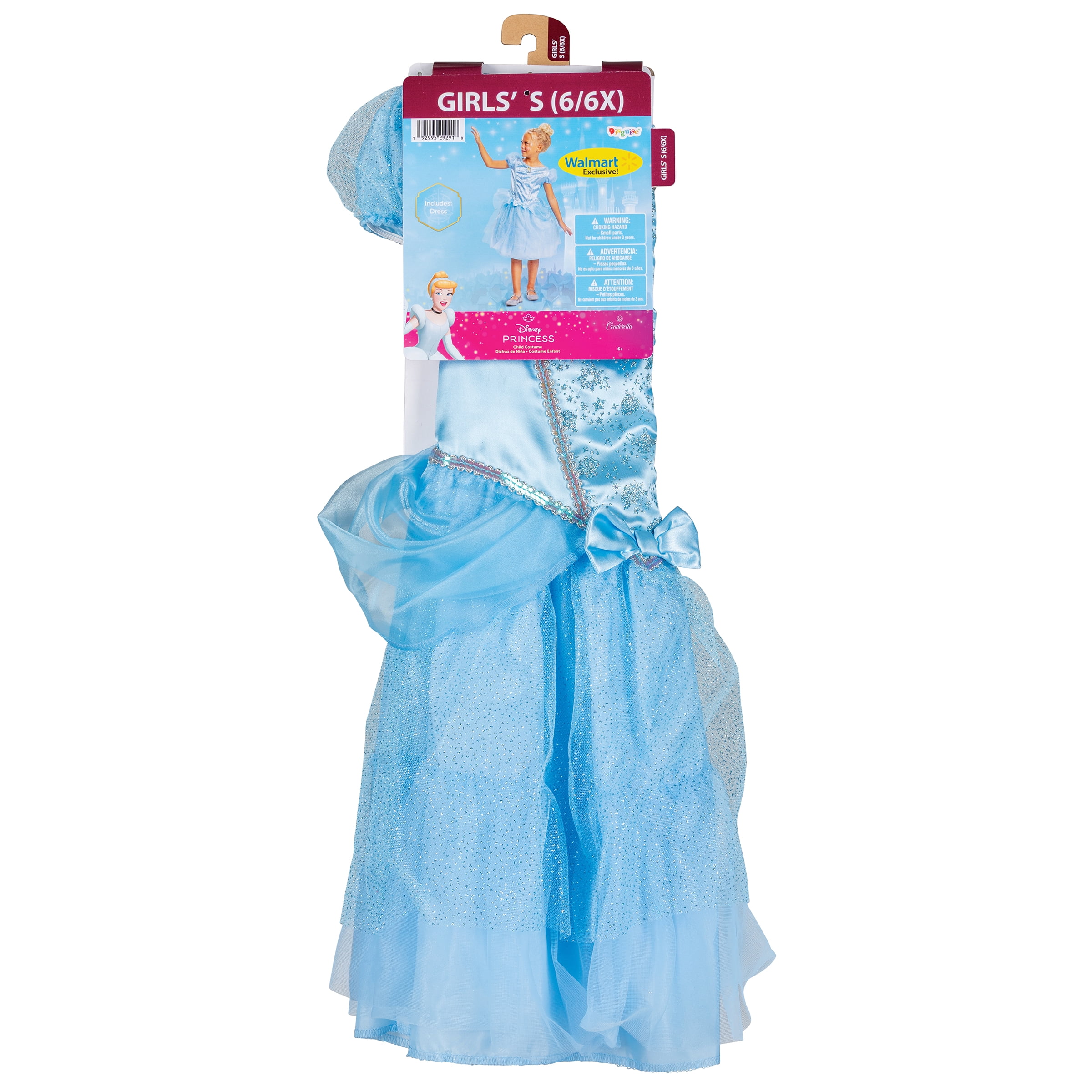 Disney Cinderella 'Cinderella' Halloween Costume for Children, Girls Size S (6/6X), by Disguise