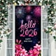 thumbnail image 1 of Decoración de tela para la puerta de la porta, tapiz festivo de poliéster con diseño de Feliz Año Nuevo, decoración fácil de instalar para fiestas en celebraciones navideñas y eventos de invierno, 1 of 8
