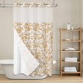 thumbnail image 2 of No Hook Shower Curtain, Farmhouse Orange Small Shower Curtains with Snap in Liner, Vintage Flower Leaf Botanical Plant Waterproof Washable Fabric Bathroom Curtain Sets, 36"W x 72"L, 2 of 9