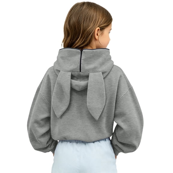 Gaexia Girls Zip Up Hoodie Sweatshirt Long Sleeve Casual Outerwear Top with Ears for Fall Winter Toddler Kids