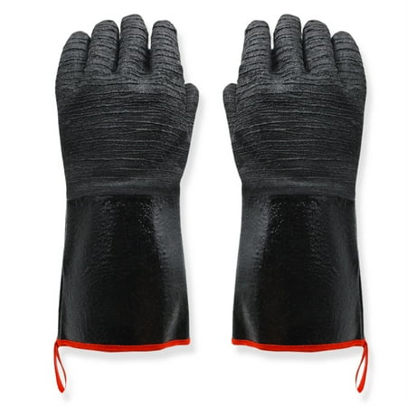 

1 Pair Neoprene Rubber Oven Mitts Chicken Meat Heat Resistant Gloves Household Restaurant Bakery Thermal Insulation Roasting 18 Inch Thin Type
