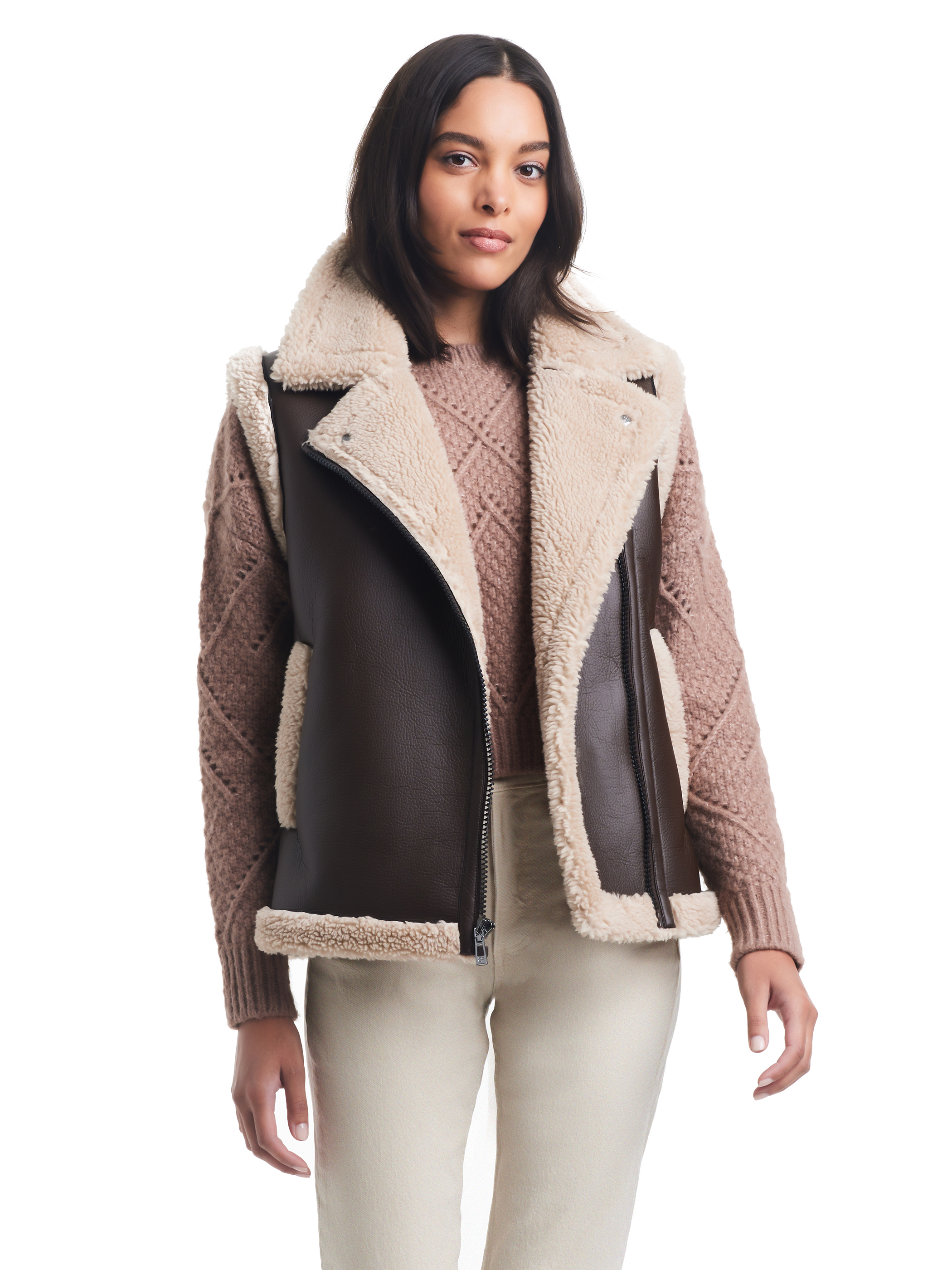 Sam & Libby Ladies Bonded Faux Sherpa Vest