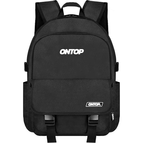 ONTOP Black Canvas 14inch Laptop Backpack Water Resistant Sturdy Casual Ultra Lightweight Bookbag