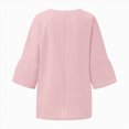 thumbnail image 6 of Towmus 3/4 Length Sleeve Womens Tops 2025 Fall Crewneck Going Out Blouse Cotton Linen Casual Three Quarter Sleeve Shirts, 6 of 6