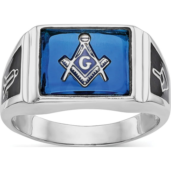 14K White Gold Men's Masonic Ring (Size 10) Made In United States y4109m