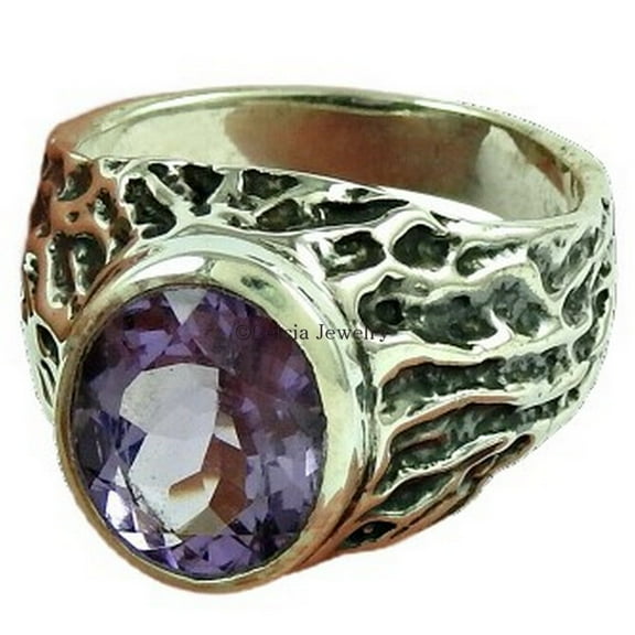 Genuine Amethyst Purple Gemstone Ring, Promise Ring, Stylish Ring, Couples Gifts Ring, Classic Ring, Wedding Ring, Bohemian Celtic Pinky Ring, February Birthstone (amethyst, Size 7)