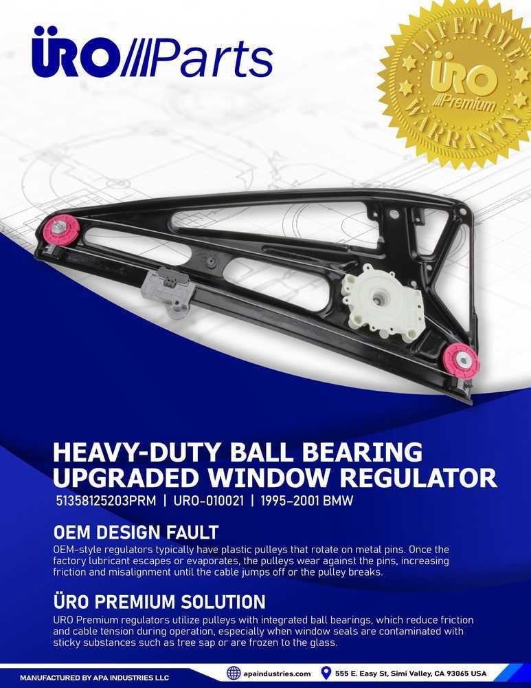 URO Parts 51358125203PRM Heavy Duty Design, Ball Bearing Pivot, Improved Pulley