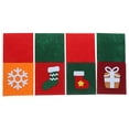 thumbnail image 1 of Bolsas de fieltro para cubiertos, 4 unidades, con temática navideña, para guardar tenedores y cortadores, estilos variados., 1 of 5