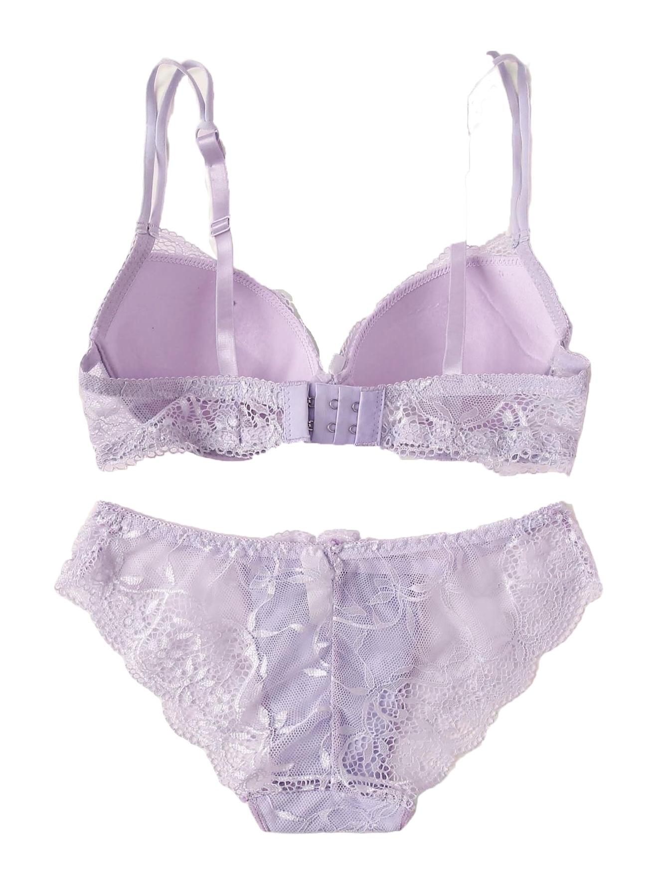 Women Print Lilac Purple Sexy Bra & Panty Sets M