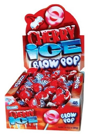 Charms Cherry Ice Blow Pops; 48 Lollipops/Box 209-00124