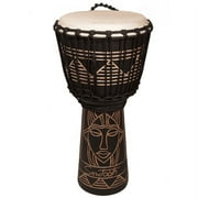 Sawtooth Harmony Series 12" Hand-Carved Spirit Design Rope Djembe, Satin Black Finish