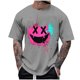 thumbnail image 2 of Blusas y camisas de manga corta con cuello redondo para hombre, blusas casuales de verano a la moda con cuello redondo y estampado para hombre., 2 of 4