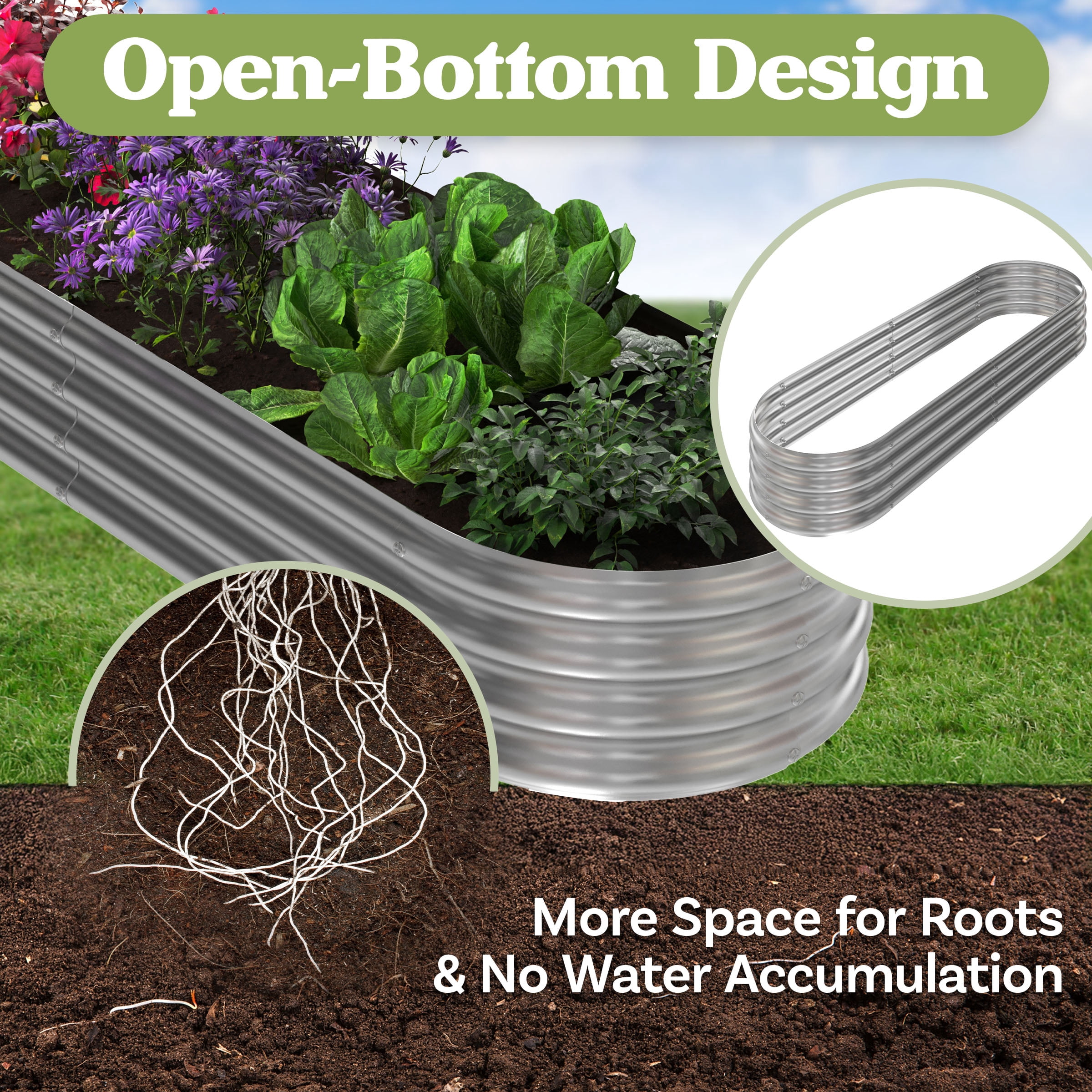 Pure Garden 82"x35" Galvanized Raised Garden Bed, Anti-Rust Coated Metal Planter Box, 7 Cu. Ft Capacity