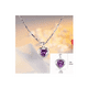 thumbnail image 3 of Collar Y Aretes De Cristal Corazón De Plata 925 Para Mujer morado, 3 of 5