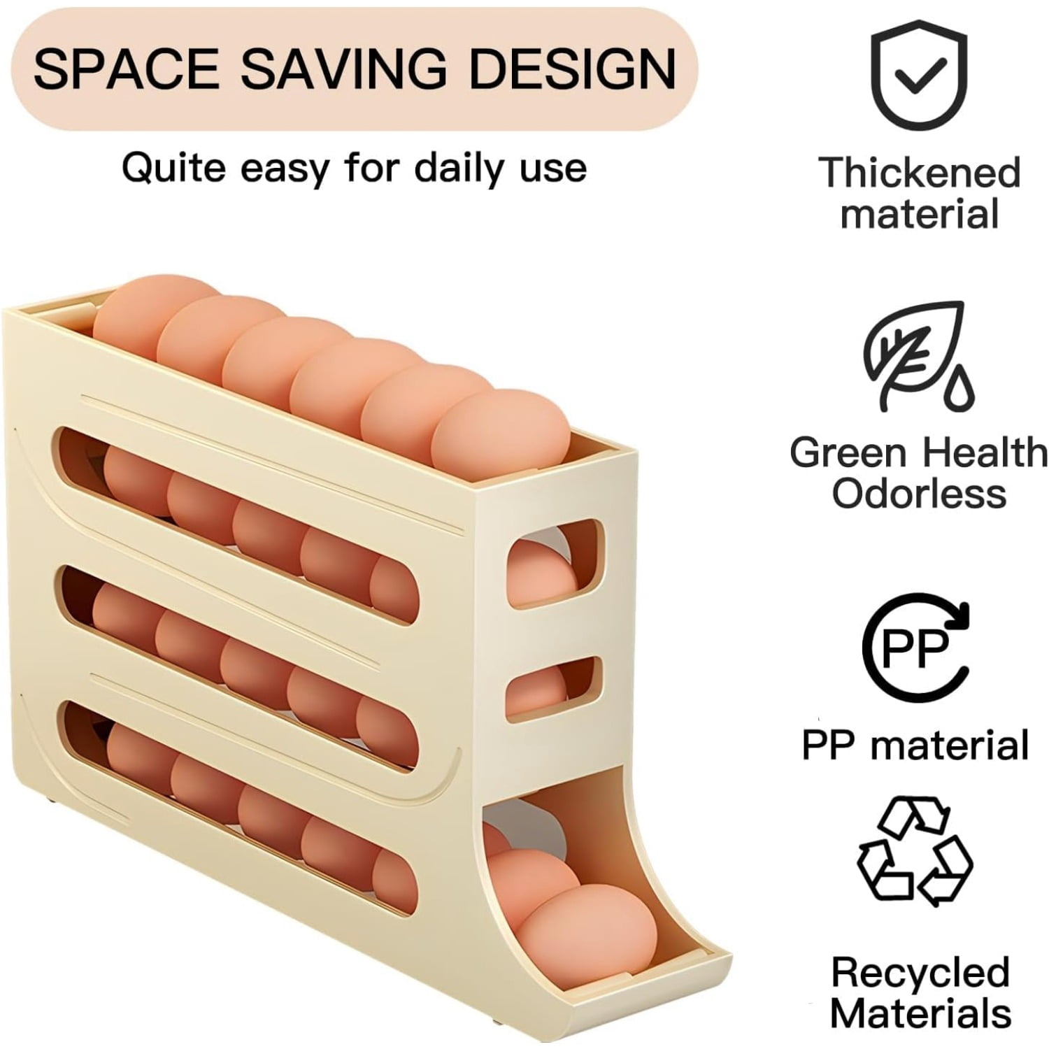 Egg Dispenser Automatic Rolling Egg Tray Organizer, Space Saving Refrigerator Egg Roller, Holds 28 Eggs Simultaneously，Works in The Refrigerator,Kitchen,Cabinets,and Dining Table (Grey)