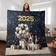 thumbnail image 2 of Happy New Year Bull Terrier Welcome 2025 Balloon Firework Party Quilt Blanket Bully Dog Lovers Gifts Idea Cozy Comforter Throw Blanket - 01014, 2 of 5