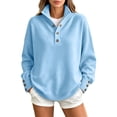thumbnail image 2 of Womens Knit Mock Neck Sweater Solid Color Loose Fit Long Sleeve Button Up Pullover Tops for Fall Winter, 2 of 7