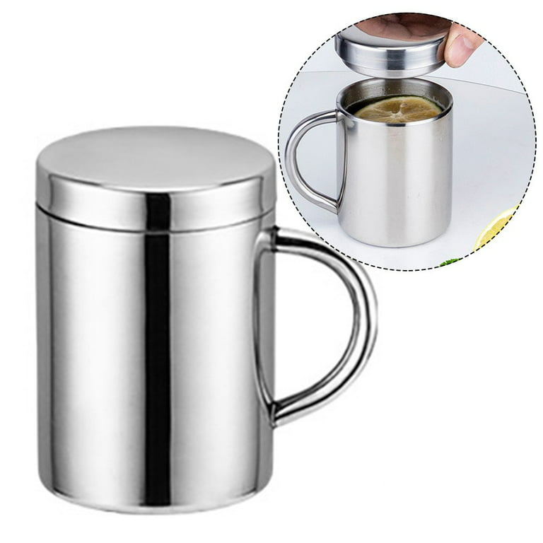 Stainless Steel Double Walled Insulated Water Cup With Lid Coffee Mug Milk  Cups