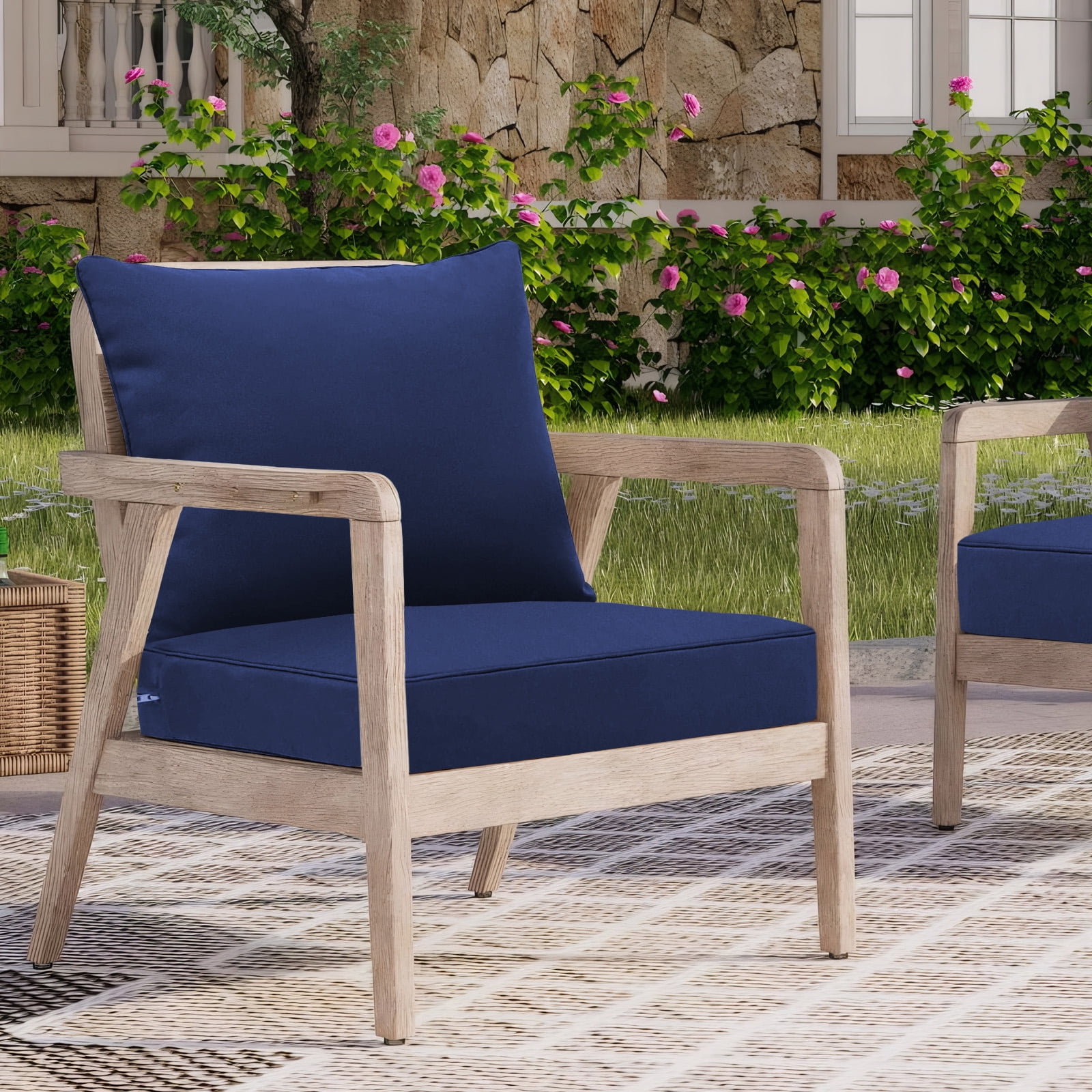 Eurhowing Outdoor Deep Seat Cushion Set of 2, 19"x19"x4" Thick Waterproof Patio Chair Cushions Seat Pad, Replacement Cushions for Patio Furniture, Navy Blue