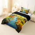 thumbnail image 3 of Feelyou Cartoon Dinosaur Twin Comforter Sets for Kids, Nature Jungle Wildlife Bedding Set, Green Blue, Black Reversible, 2pcs, 3 of 6