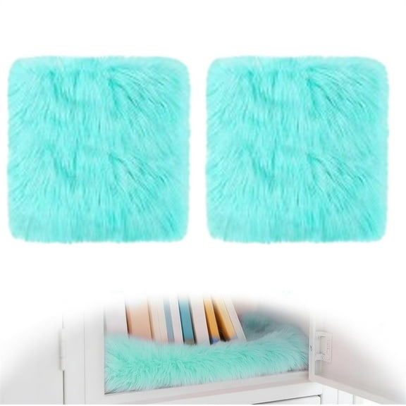Triani 2Pcs School Locker Rugs 12" x 12" Square Plush Cushion Fluffy Area Rug for Tabletop Photography Home Decor Product Display(Lake Blue)