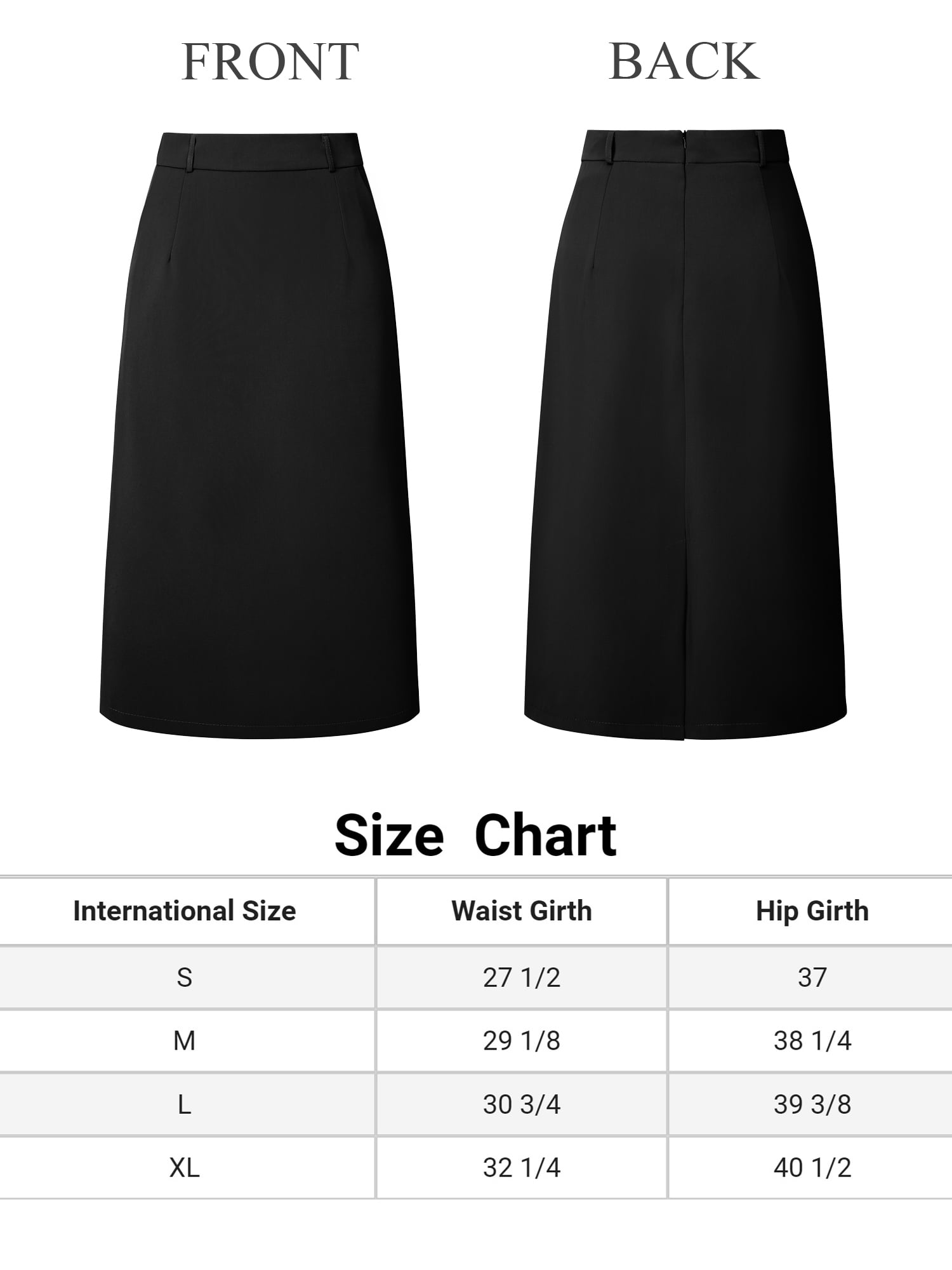 DARING DIVA Women's Pencil Skirt with High Waist and Split Back 2XL Black