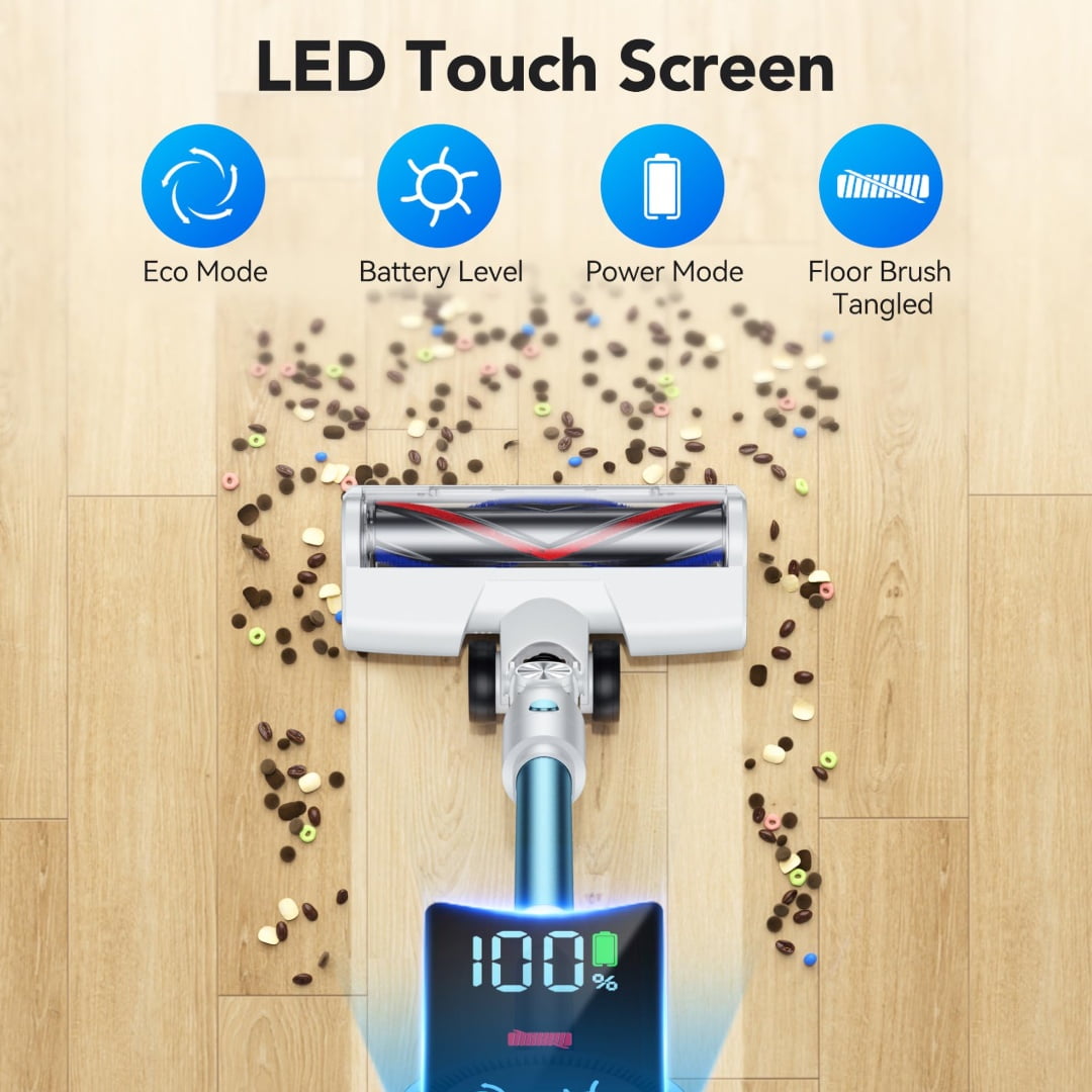 Cordless Vacuum Cleaner, 23kPa Powerful Suction Stick Vacuum with 2 Speeds for Pet Hair & Carpet