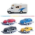 thumbnail image 5 of Motorhome Camper Trailer Towing Black Supercar Sports Car Model Diecast Toys for Boys Pull Back RV Toy Vehicle, Beach Sandbox Outdoor Adventure Play Set, 3 4 5 6 Years Old Kids Toddlers Gifts, white, 5 of 6
