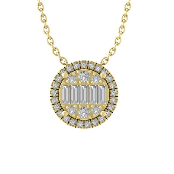 10K Yellow Gold Diamond Cluster Pendant with Yellow Gold Plated Silver Chain Necklace (1/4 cttw, I-J Color, I2-I3 Clarity), 18"