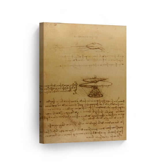 Smile Art Design Helicopter by Leonardo Da Vinci Canvas Wall Art Canvas Print Famous Art Painting Reproduction Fine Art Home Decor Ready to Hang- Made in USA- 12x8
