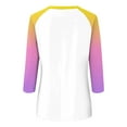 thumbnail image 4 of Women's T-Shirts Gradient 3/4 Raglan Sleeve Round Neck T Shirt Tops Casual Tee Shirts, 4 of 4