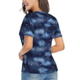 thumbnail image 4 of Zufioo Starry Sky Print Women's Classic V-neck T-shirt, V-neck Short-sleeved Tops Home Wear, Suitable for Daily Life, Work, Outdoors-XX-Large, 4 of 8