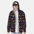 thumbnail image 2 of Saiise Rainbow Butterfly Pattern Sun Protection Hoodie for Men and Women, Lightweight Quick-Dry Windproof with Hood and Zip-Large, 2 of 7
