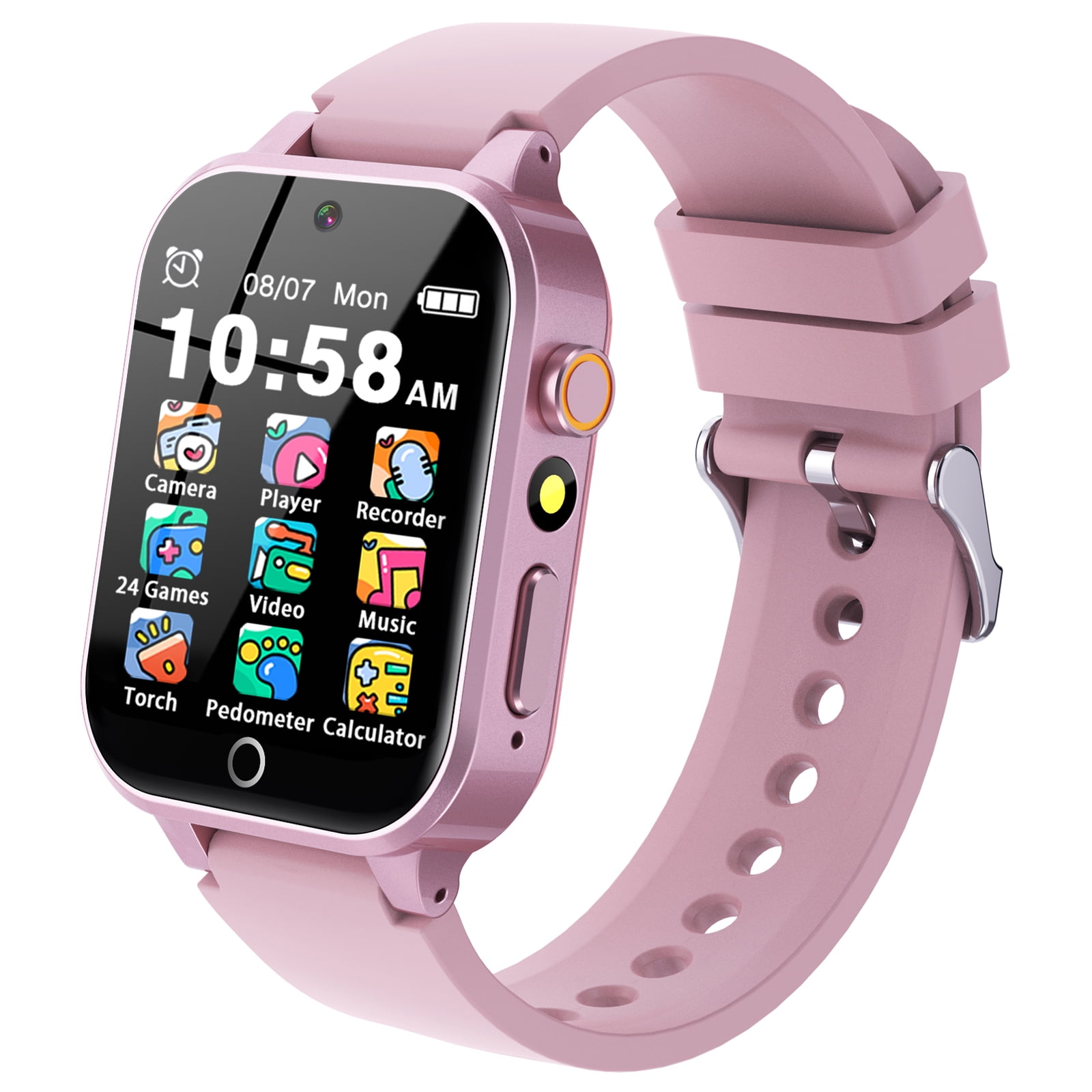 Kids Smart Watches with Music Player,36 Styles Themes,13 Alarm Clock,School Model Intereting Features,Smart Watches Birthday Charistmas Gifts for 5-12 Year Olds Boys Girls（Pink)