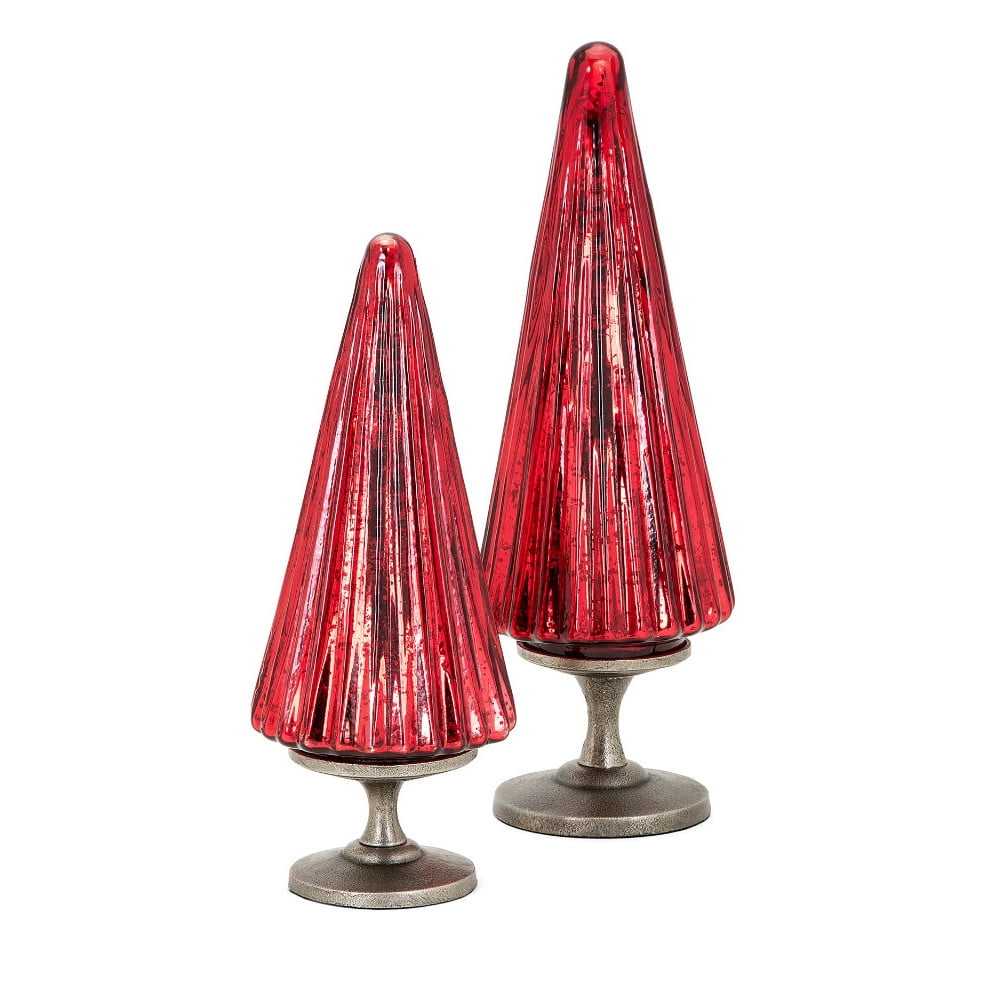 Christmas Red Mercury Glass and Aluminum Trees - Set of 2 - Walmart.com