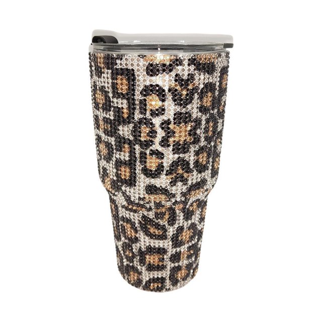 Taza de café aislada Taza aislada del viaje del del acero inoxidable, taza de reutilizable del vacío del diamante con - dorado Leopardo dorado Magideal Taza de café aislada