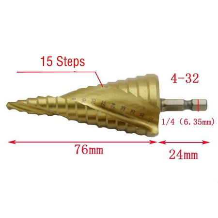 

CHMORA 4-32mm HSS Spiral Groove Center Solid Carbide Titanium Step Cone Drill Bit