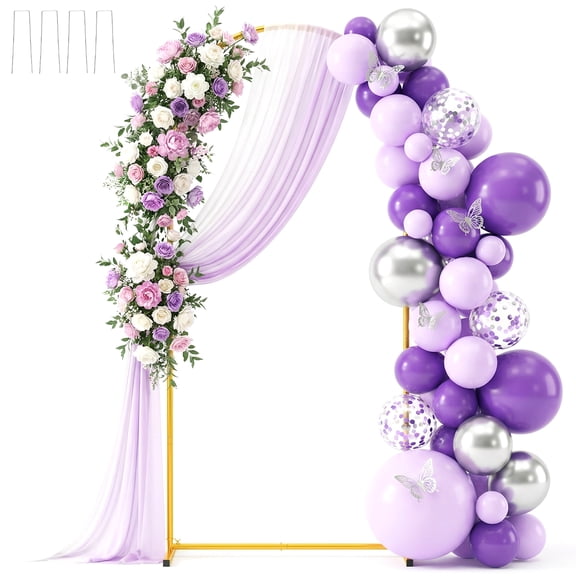 Metal Arch Backdrop Stand 5.9ft x 2.6ft Easy Assembly Gold Wedding Balloon Arch Stand for Indoor Outdoor Party Photo Background
