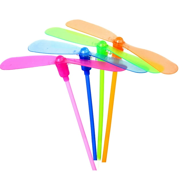 30pcs LED Flying Dragonfly Toys Colorful Flywheel Toys for Parent child Interaction with Button Battery for Kids (Random Color)