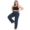 thumbnail image 5 of HDE Women's Plus Size Yoga Pants High Waisted Wide Leg Leggings Navy Blue 3X, 5 of 6