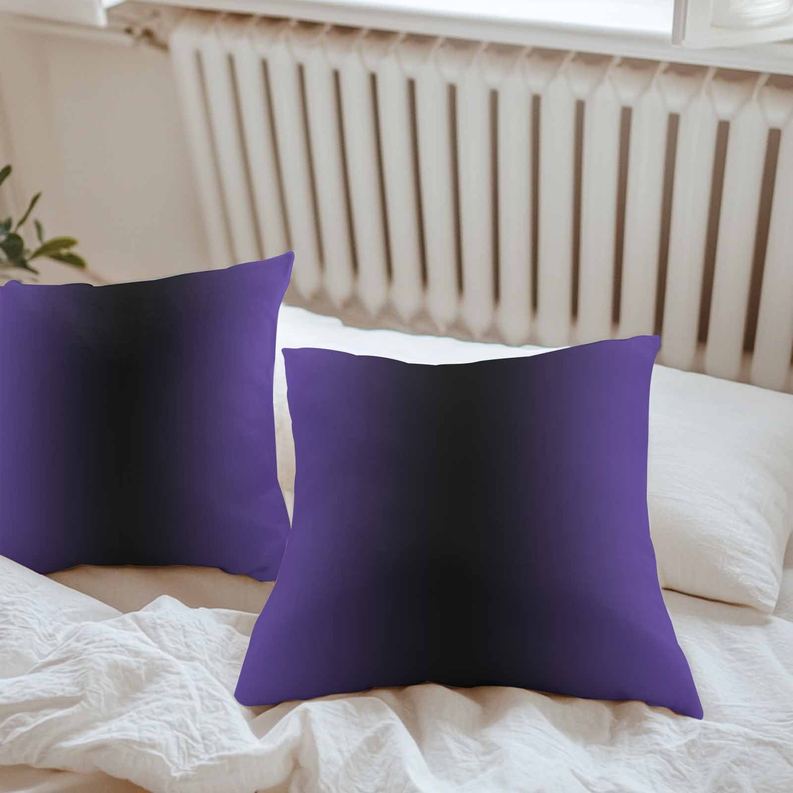 Outdoor Waterproof Throw Pillow Covers Set of 2 Ombre Black Purple Decorative Pillowcases Square Outdoor Pillows Cushion Case 18x18 Inch Gradient Color Patio Pillows for Couch Sofa Bed Garden