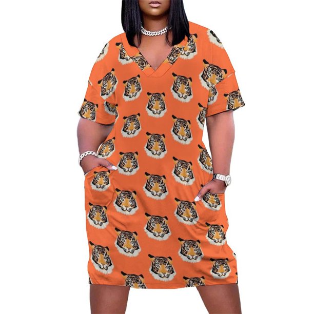 Eye of the Tiger-vestido de bolsillo suelto para mujer vestidos de lujo para mujer