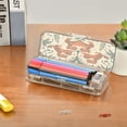 thumbnail image 7 of HOT! Double Layer Clear Pencil Box (6 Compartments) - 21.2" Large Capacity PET Storage Case w/Removable Dividers for Office, Travel Supplies，Four Leopards, 7 of 7