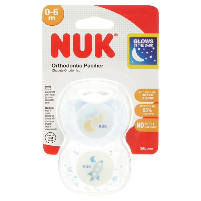 NUK Cute as a Button Glow in the Dark Orthodontic Pacifiers Boy
