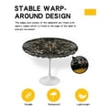 thumbnail image 2 of Round Tablecloth with Elastic Boho Vintage Black Flowers Leaves Waterproof Stain-proof Table Cover Wipeable Fitted Table Cloths for 55"-60" Round Tables Dining Kitchen, 2 of 6