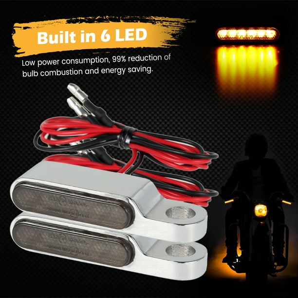 Hands DIY 2pcs Handlebar LED Turn Signals Motorcycle LED Running Light Mini  Blinkers Waterproof Front Sequential Indicators Fits Most Motorcycles with  8mm Rearview Mirror Bolts 