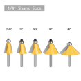 thumbnail image 4 of 5pcs/set 8mm Chamfer Bevel Router Drill Bit 11.25 15 22.5 30 45 Degree Countersink Woodworking Tools, 4 of 5