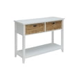 thumbnail image 2 of 44 Inch Retro Console Table with 2 Storage Drawers and Bottom Open Shelf, Solid Wood Rectangular Side Table Storage Cabinets with Large Tabletop Space and Wooden Legs for Entry Way Living Room, White, 2 of 5